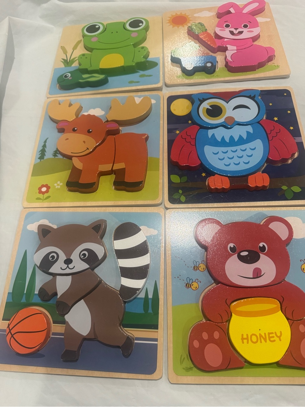 Kids Animal Chunky Wooden Puzzle Set - Multi-Color